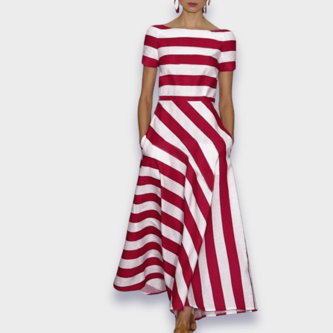 Janell | Handgemachtes gestreiftes Maxikleid