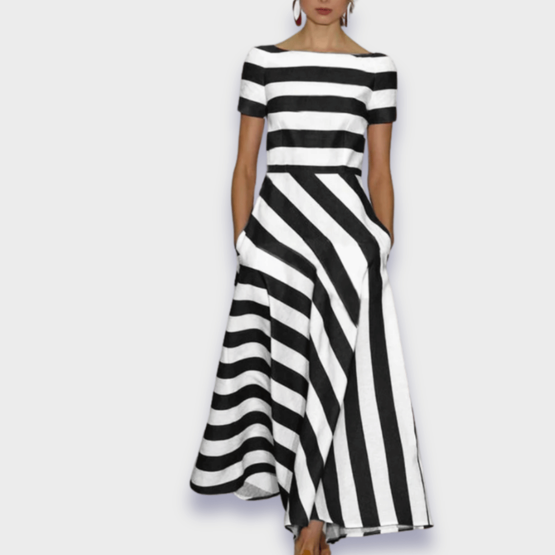 Janell | Handgemachtes gestreiftes Maxikleid
