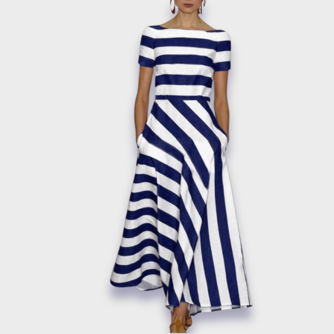 Janell | Handgemachtes gestreiftes Maxikleid