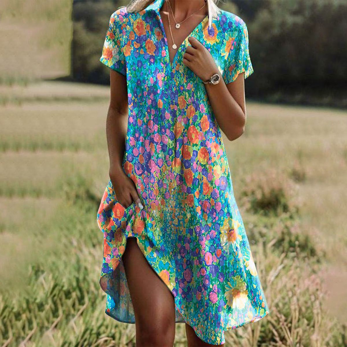 ELLIE™ | FLIEßENDES MIDI-KLEID