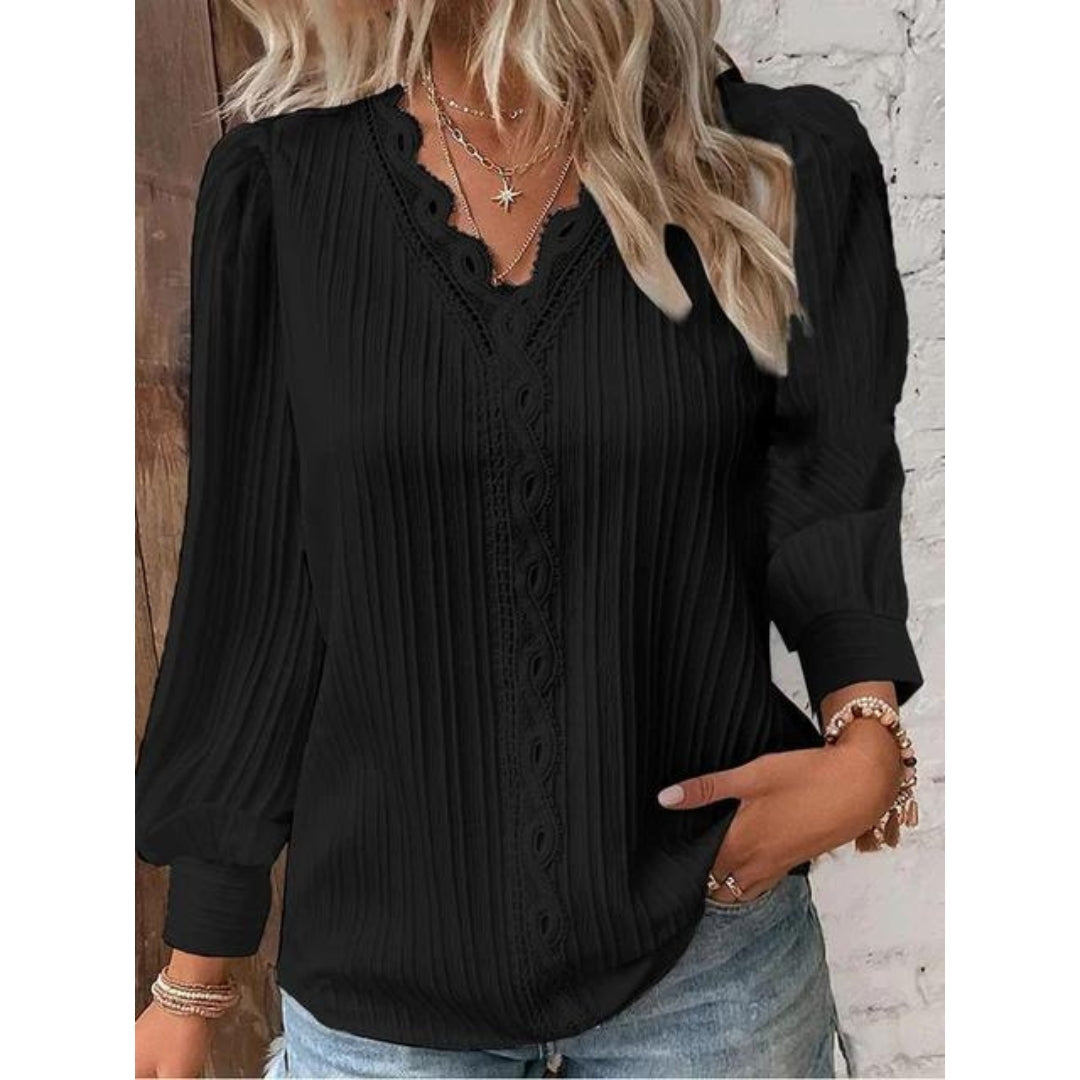 Luna - Elegante Bluse mit Paspeln