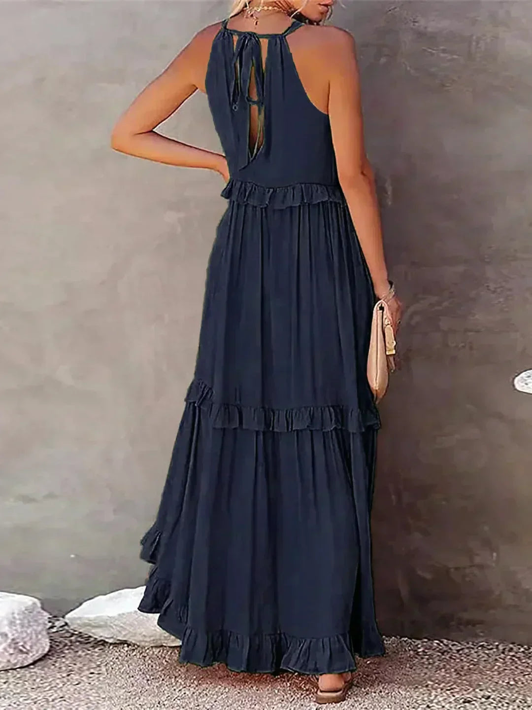 SARAH™ | HALTER RUFFLE MAXI KLEID