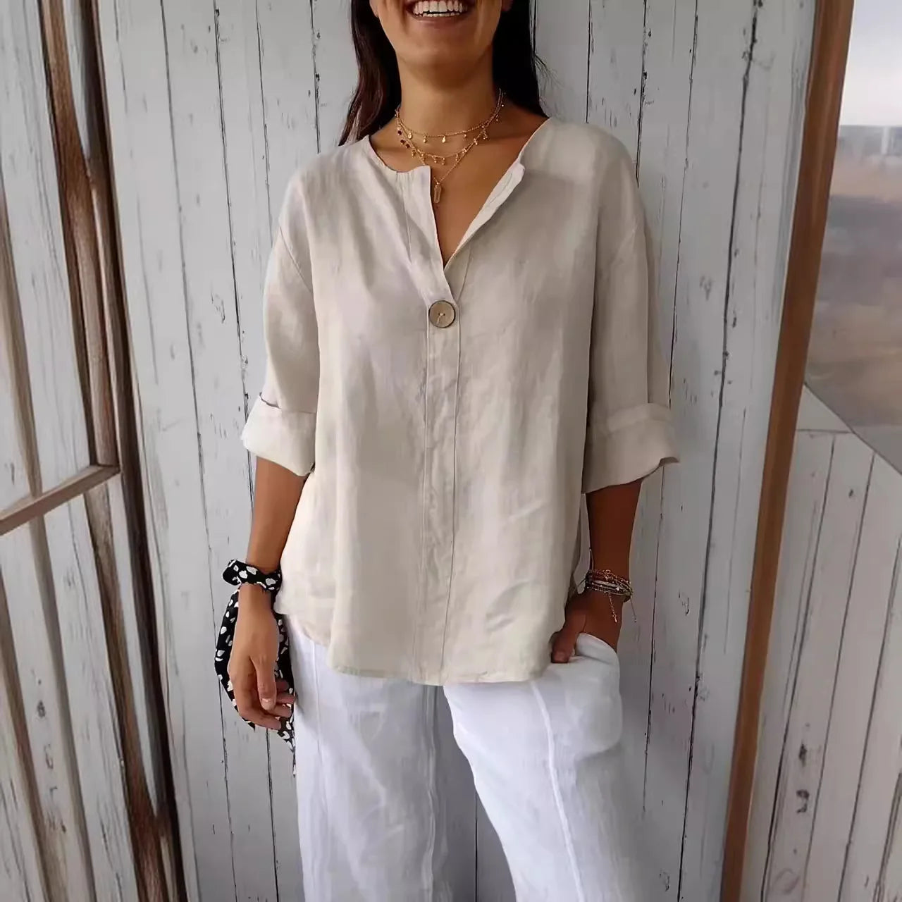 Mariet - Lange Bluse mit Kurzarm