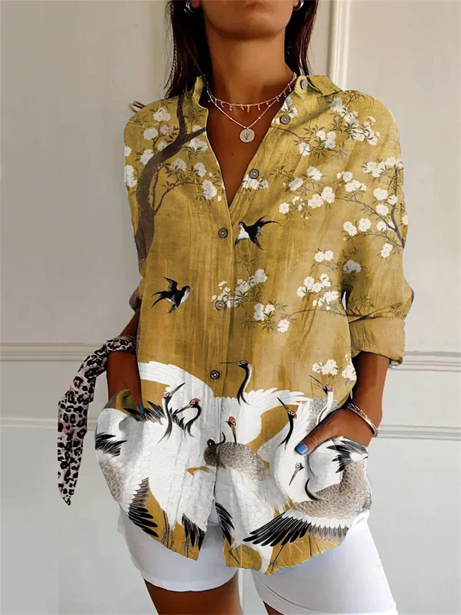 Mandy - Braune Lange Lose Bluse