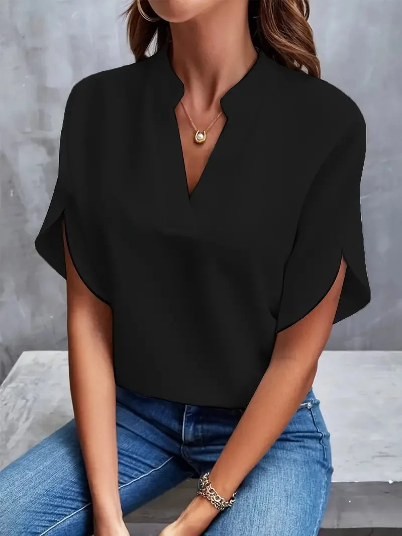 Élodie™ | Fluide Bluse mit V-Ausschnitt