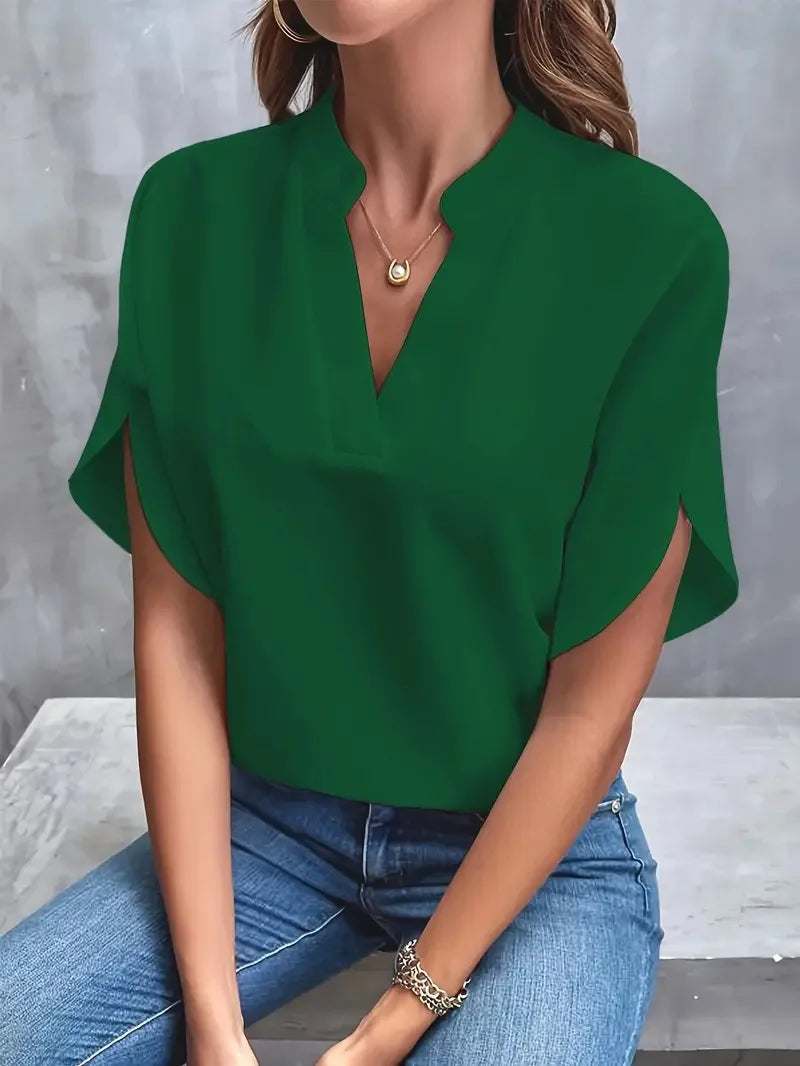 Élodie™ | Fluide Bluse mit V-Ausschnitt