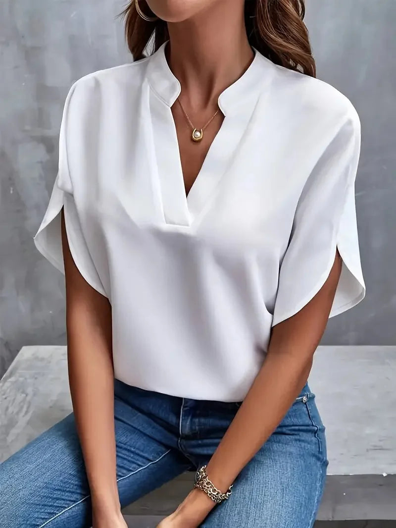 Élodie™ | Fluide Bluse mit V-Ausschnitt