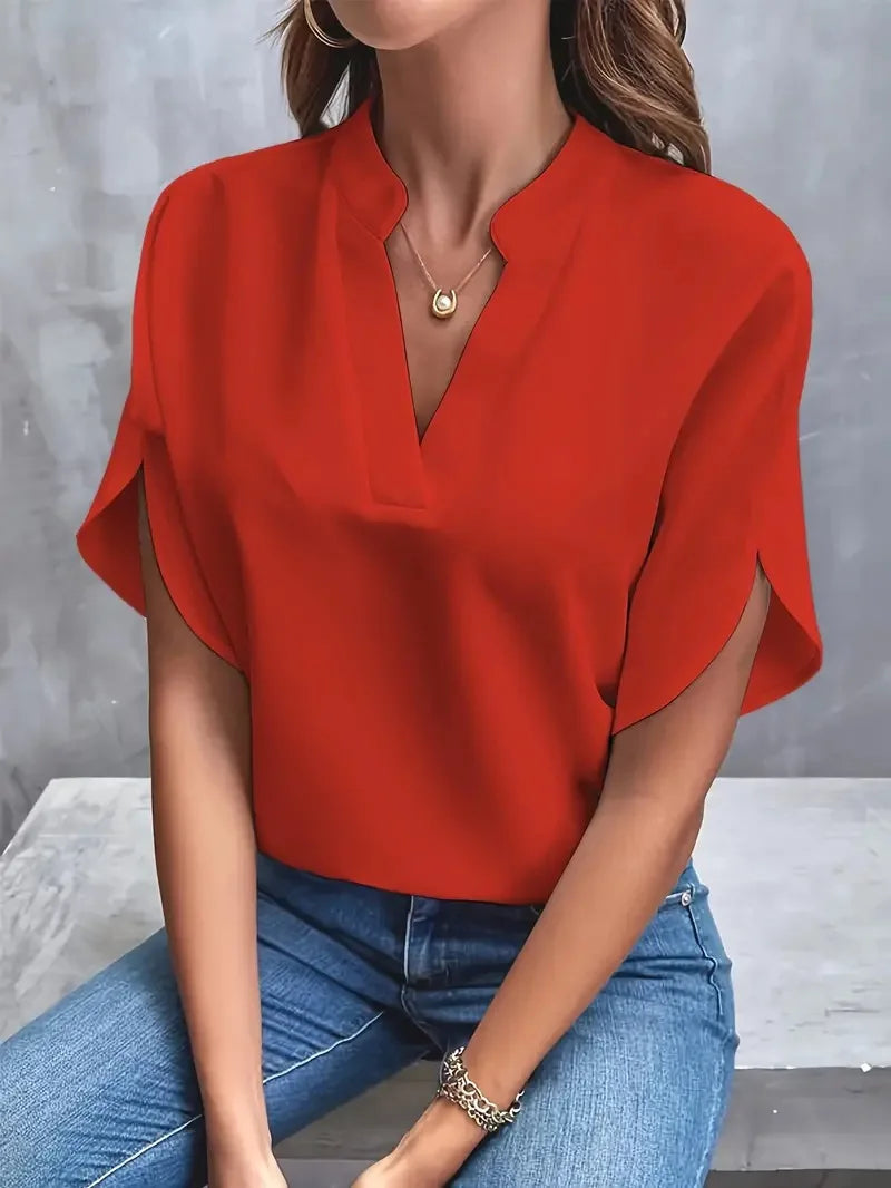 Élodie™ | Fluide Bluse mit V-Ausschnitt