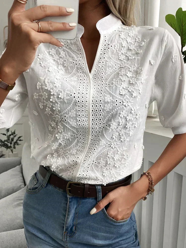 Sophie - Luxuriöse bestickte Bluse