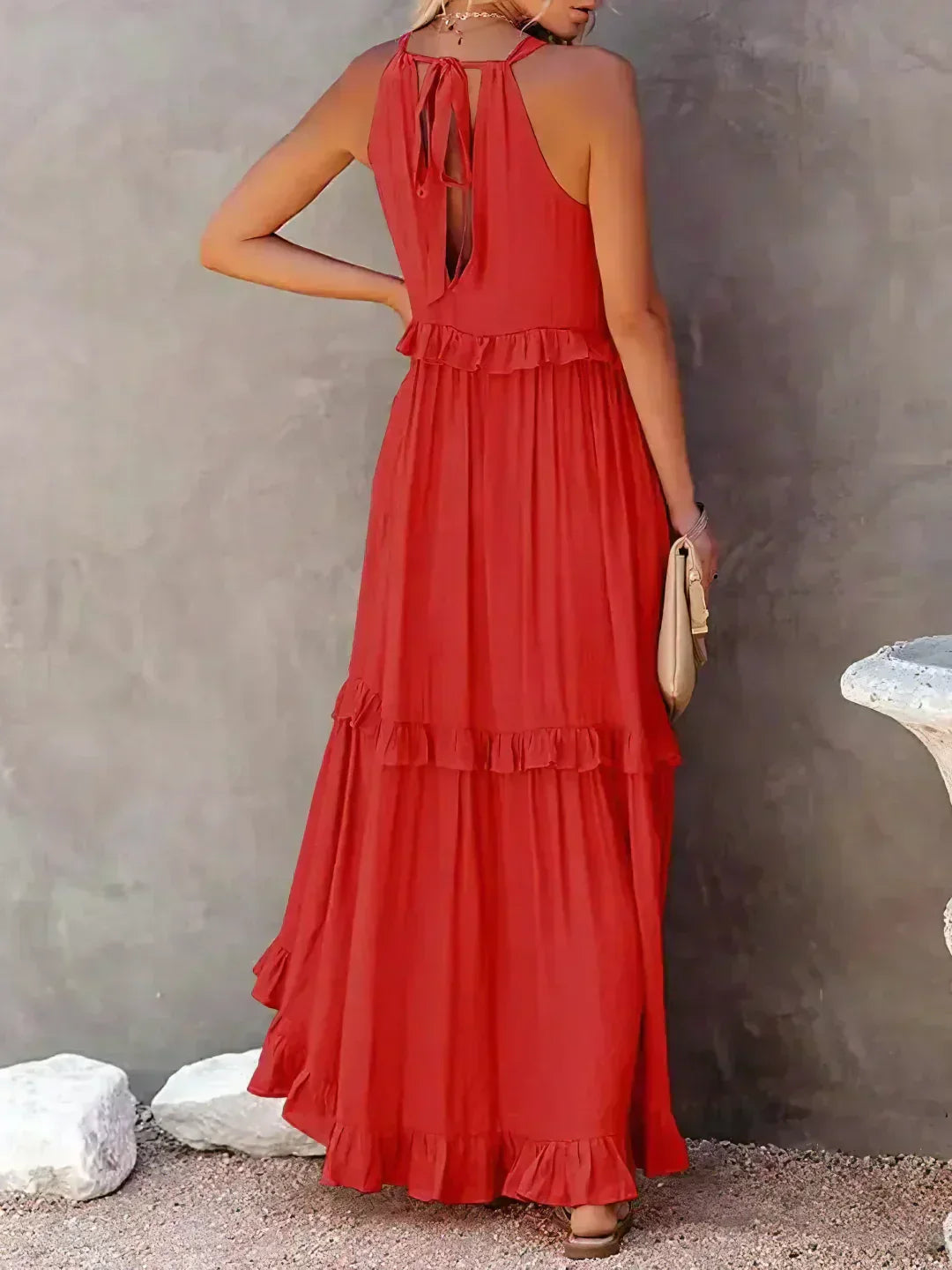 SARAH™ | HALTER RUFFLE MAXI KLEID