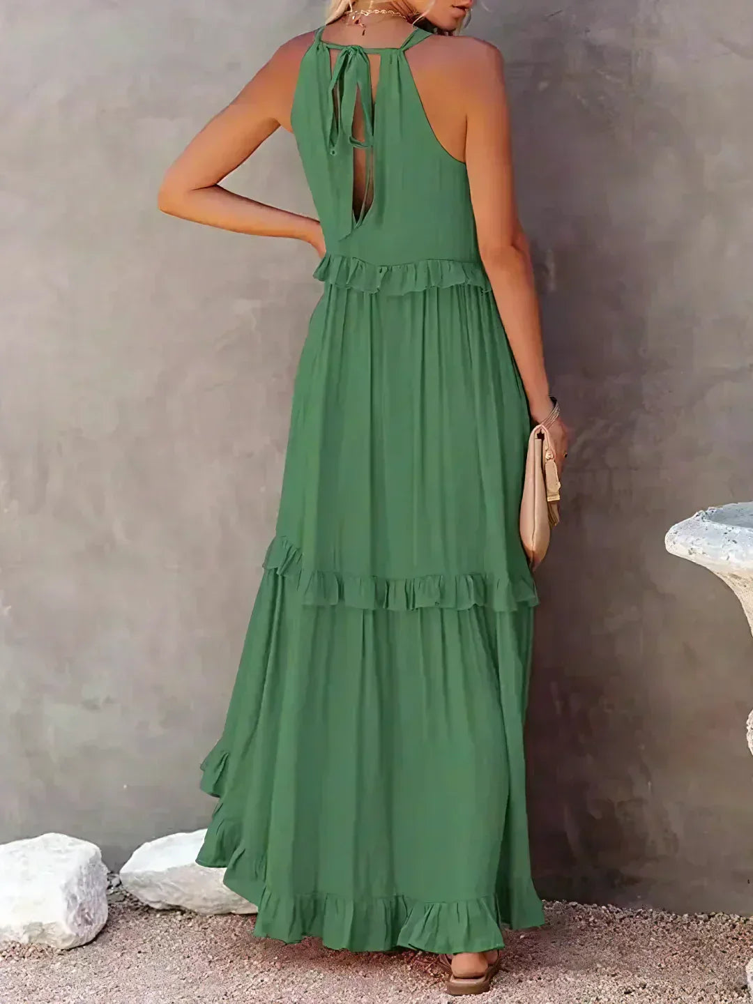 SARAH™ | HALTER RUFFLE MAXI KLEID