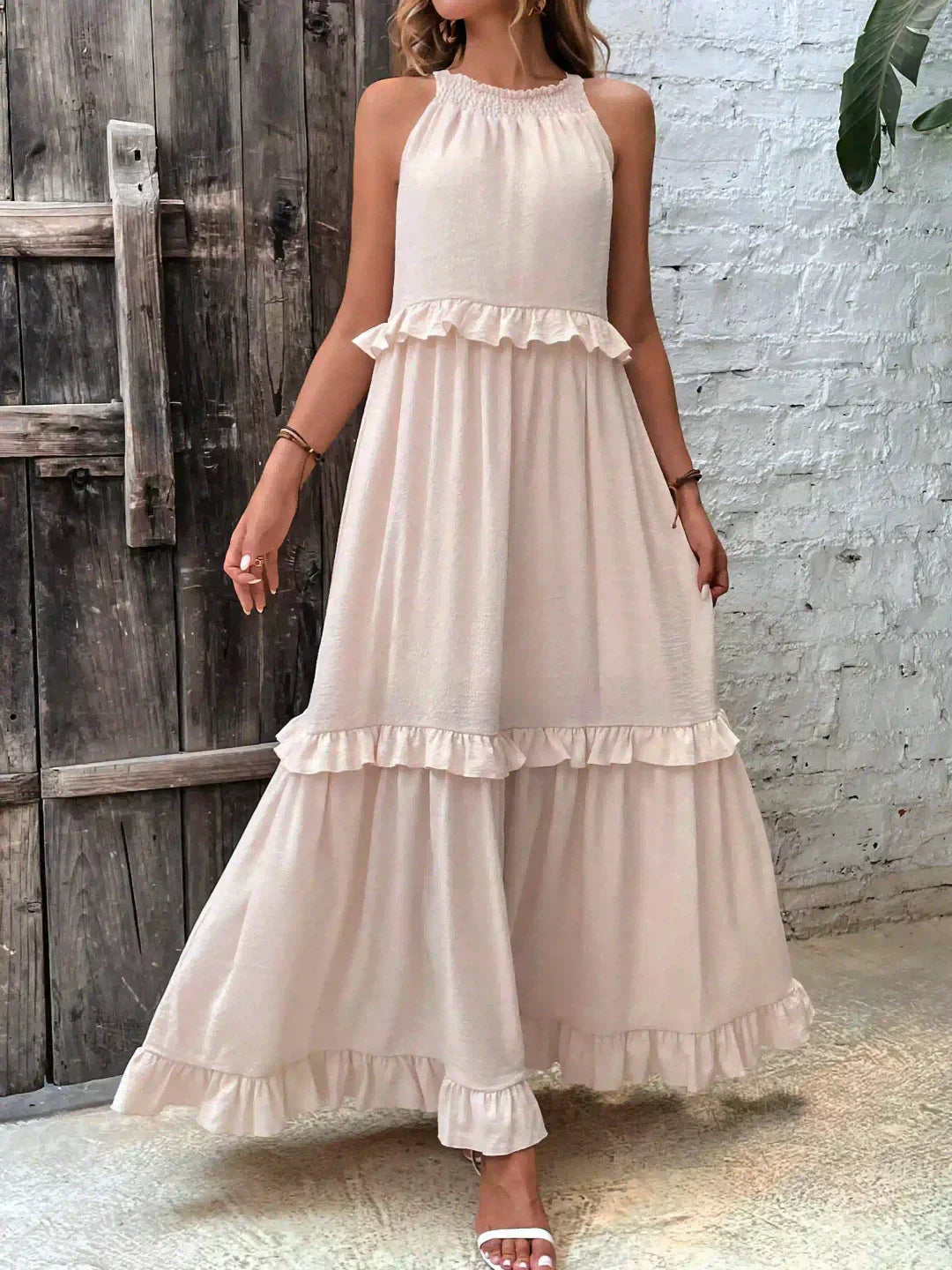 SARAH™ | HALTER RUFFLE MAXI KLEID