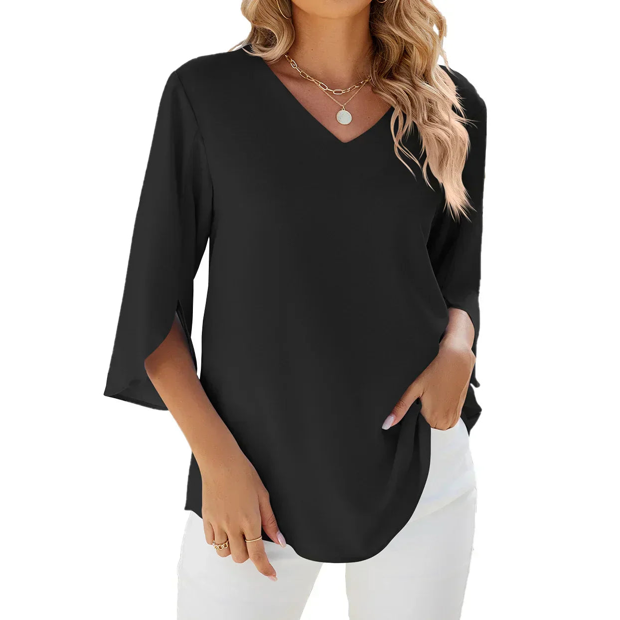 Helene - Bluse mit V-Ausschnitt